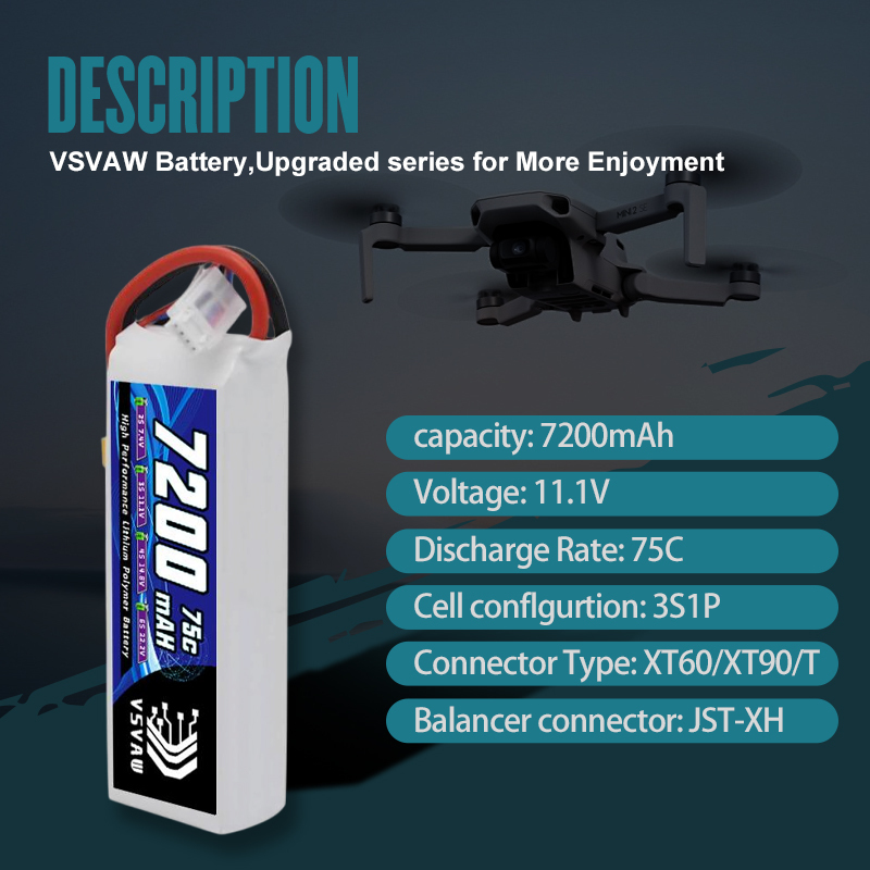 VSVAW 3S Lipo Battery 11.1V 72 - Drone Battery Connector avaliação e preço