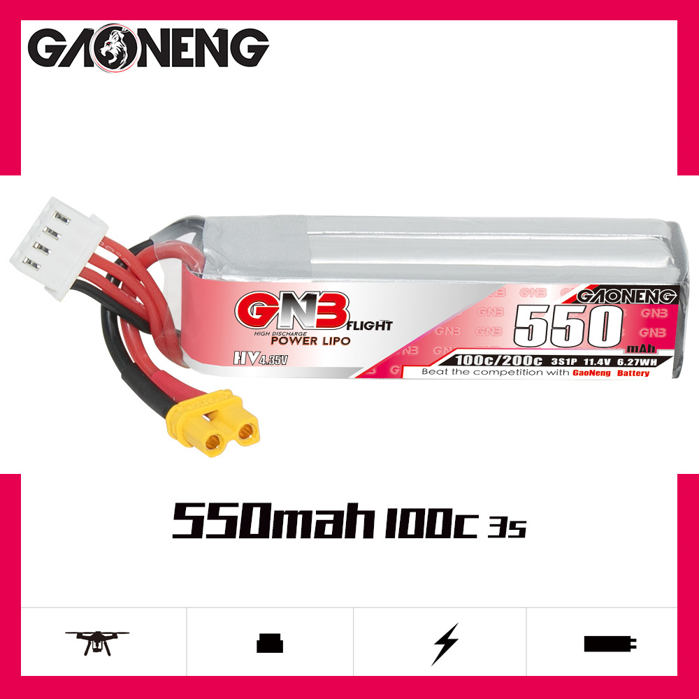 GNB HV 11.4V 550mAh 100C/200C  - Drone Battery Plate avaliação e preço