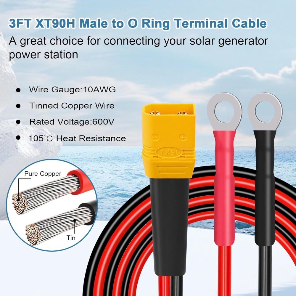 XT90 to O Ring Terminal Cable  - Drone Battery Connector avaliação e preço