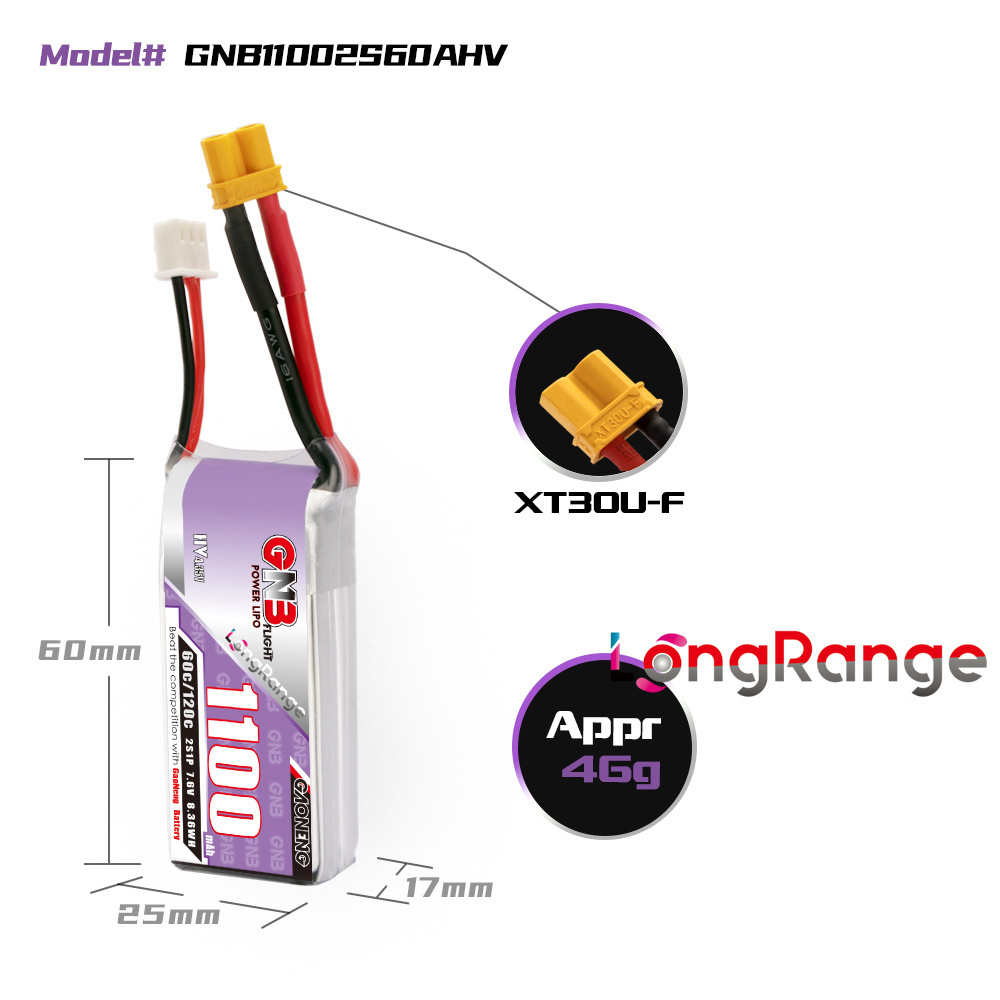 GNB 1100mAh 2S 3S 4S 6S 60C/12 - Drone Battery Connector avaliação e preço