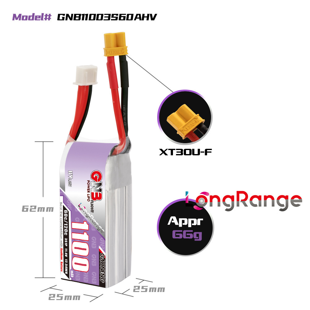 GNB 1100mAh 2S 3S 4S 6S 60C/12 - Drone Battery Connector avaliação e preço