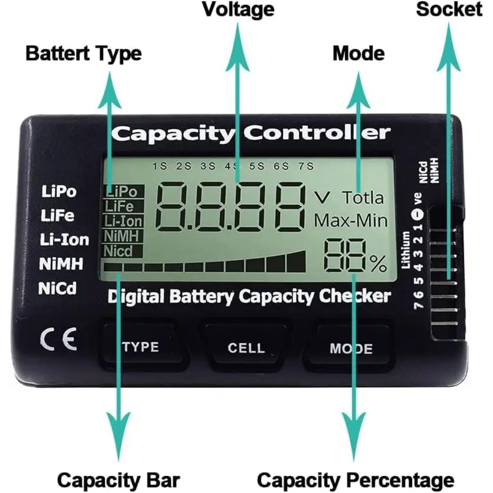 Handheld Battery Capacity Chec - Drone Battery Voltage Checker avaliação e preço