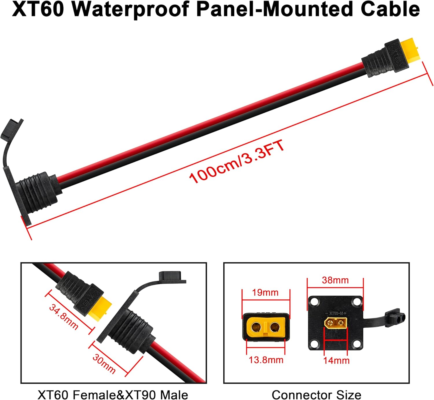 JMUYTOP 3FT 12AWG XT60 Panel M - Drone Battery Connector avaliação e preço