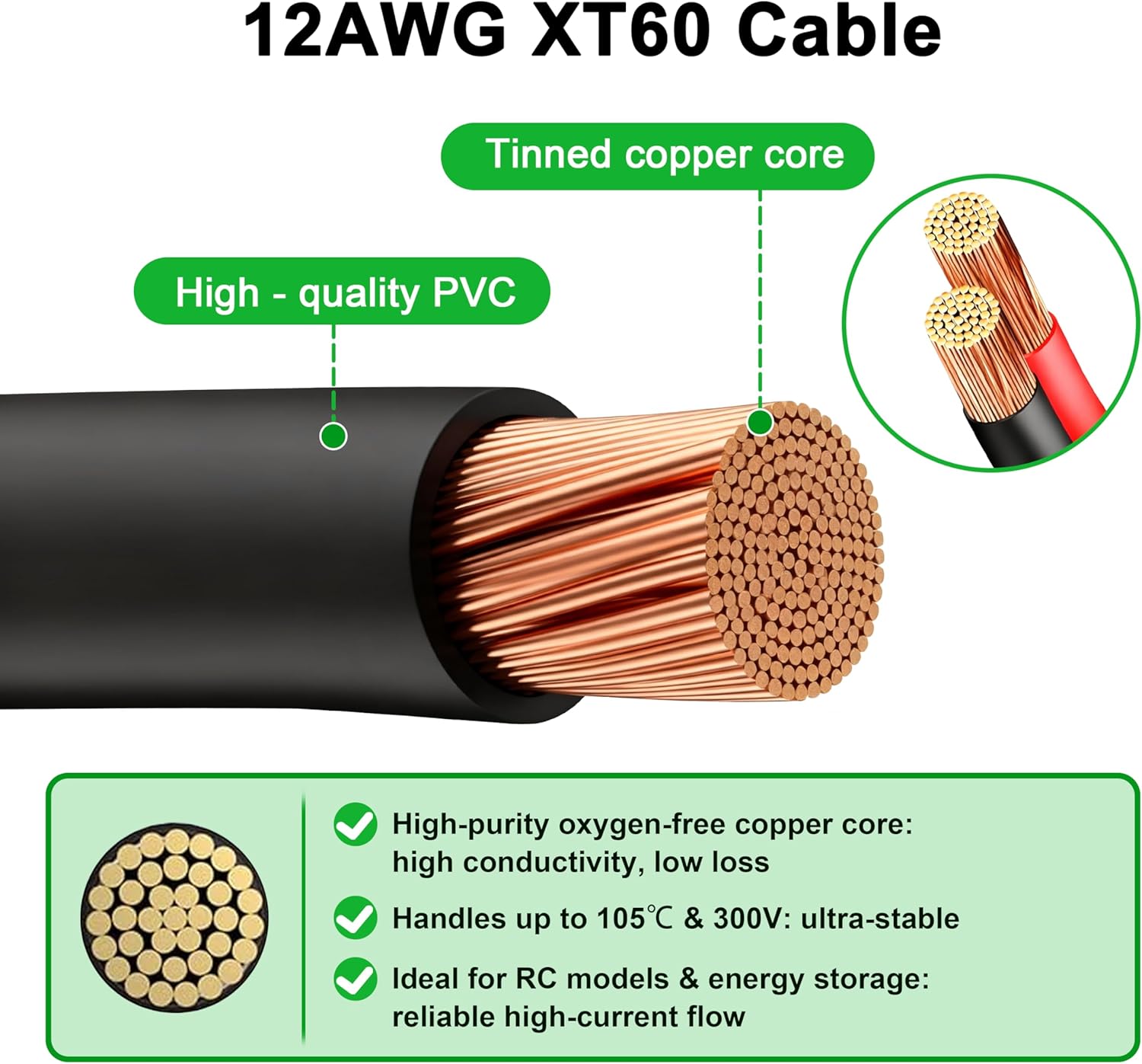 JMUYTOP 3FT 12AWG XT60 Panel M - Drone Battery Connector avaliação e preço