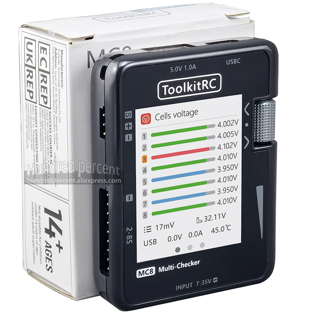 ToolkitRC MC8 Mini Size Cell c - Drone Battery Voltage Checker avaliação e preço