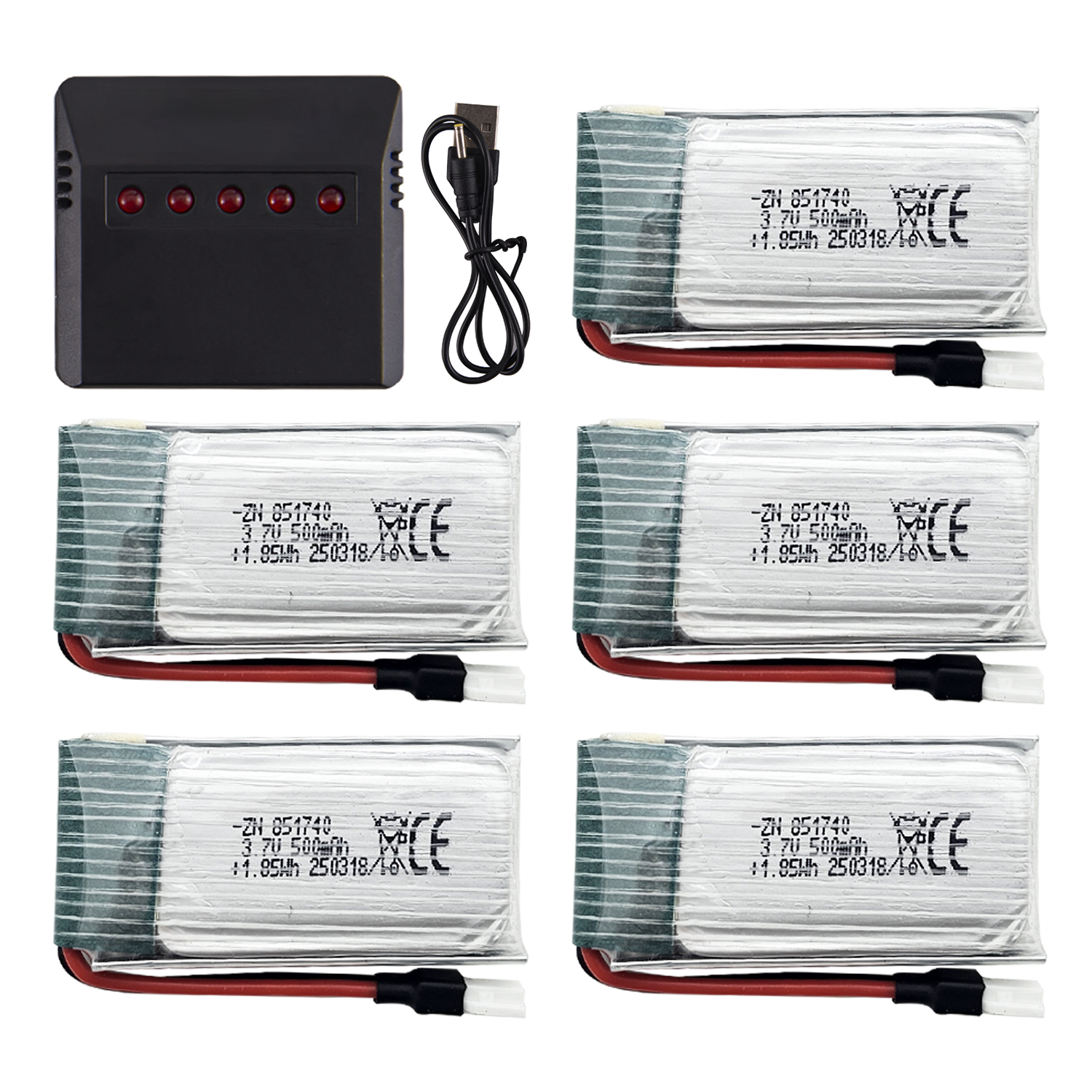 5Pcs 3.7V 500mAh LiPo Batterie - Drone Battery Bag avaliação e preço