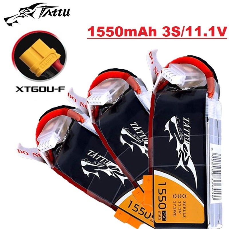 TATTU 3S 11.1V 1550mAh 75C LiP - Drone Battery 3S avaliação e preço